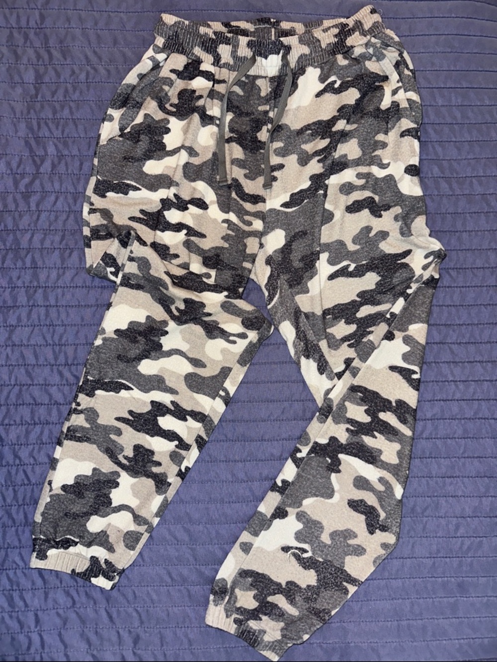 ZYIA Camo Boyfriend Joggers - Black, Gray & White